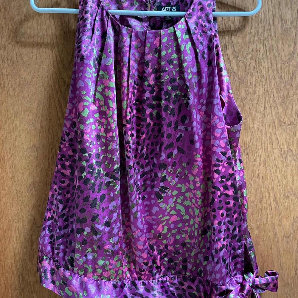 Apt. 9 Purple and Green Leopard Print Sleeveless Blouse